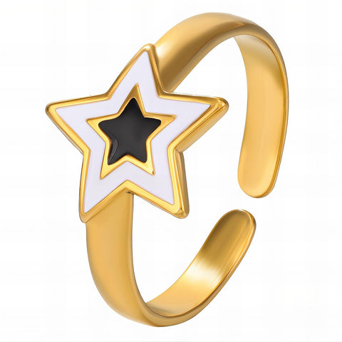 18K gold plated Stainless steel Stars finger ring