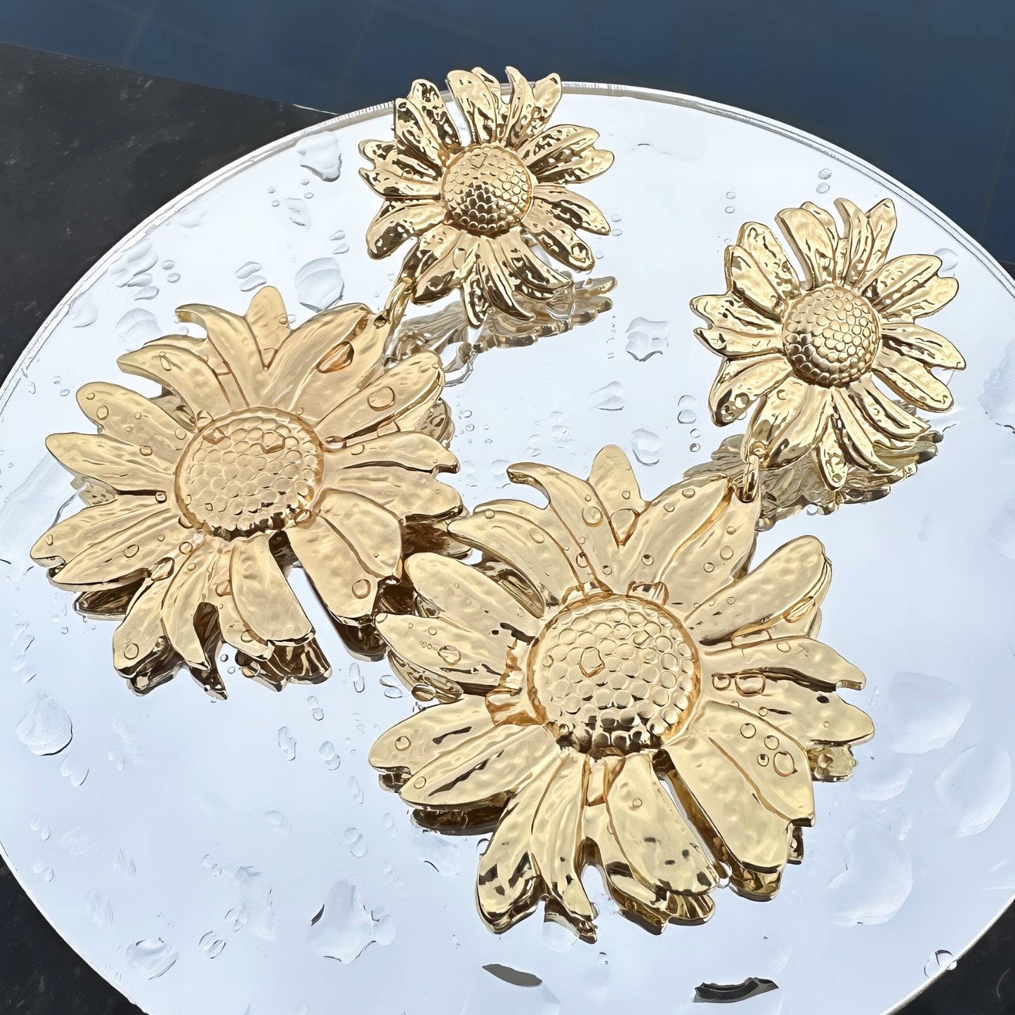 18K gold plated Stainless steel Flowers earrings