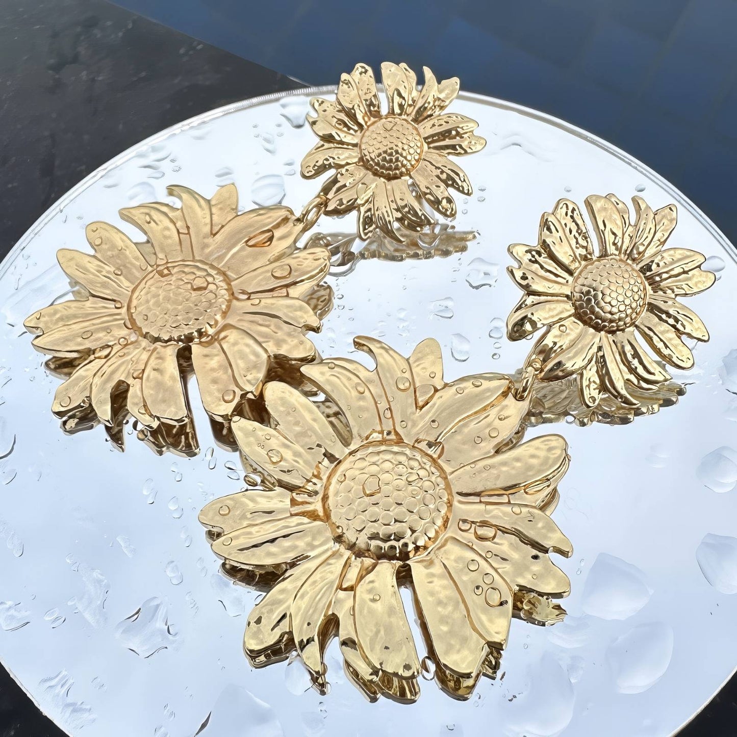 18K gold plated Stainless steel Flowers earrings