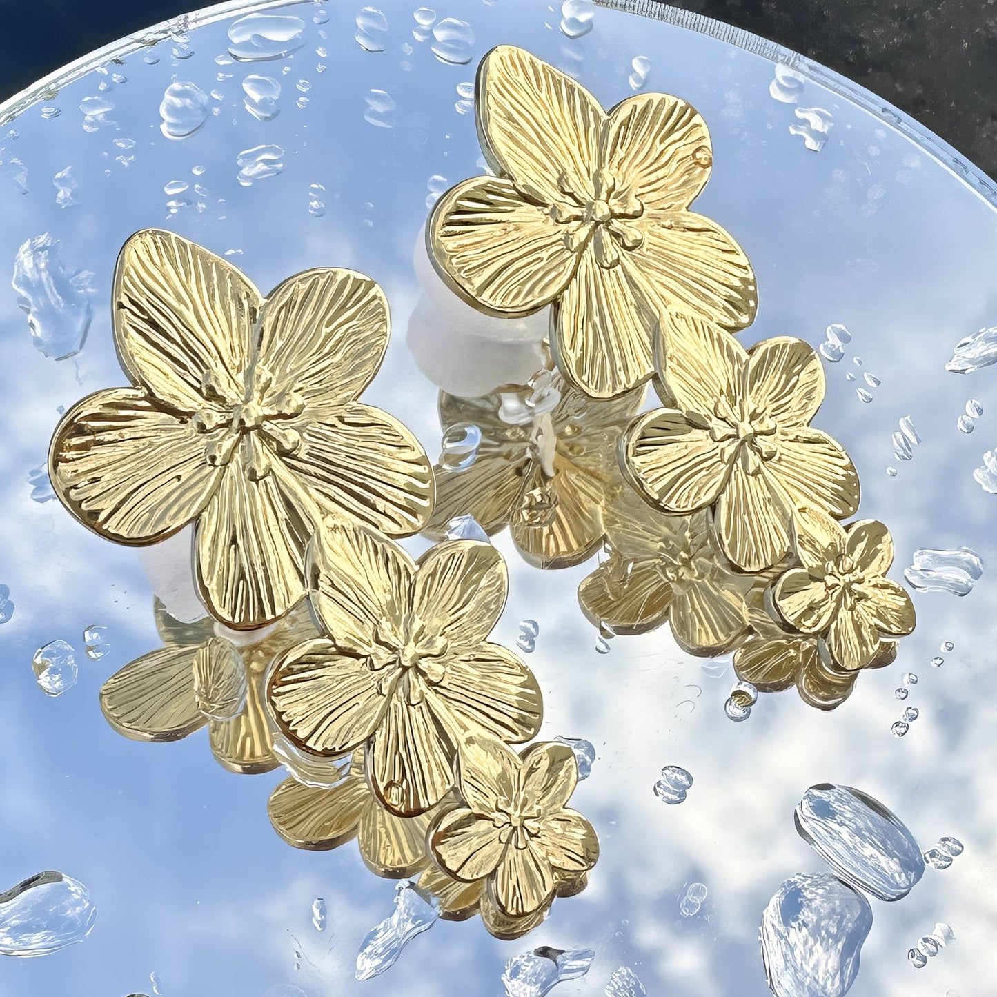 18K gold plated Stainless steel Flowers earrings