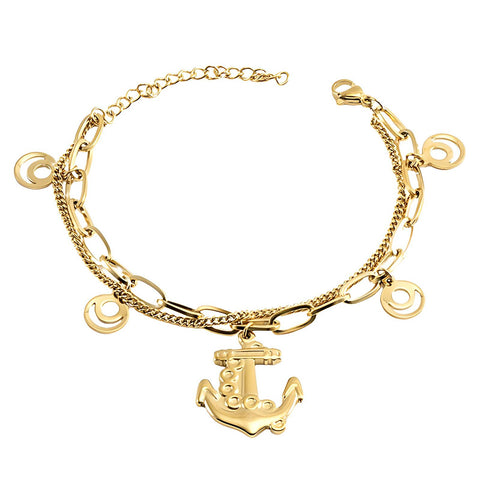 18K gold plated Stainless steel Anchor bracelet