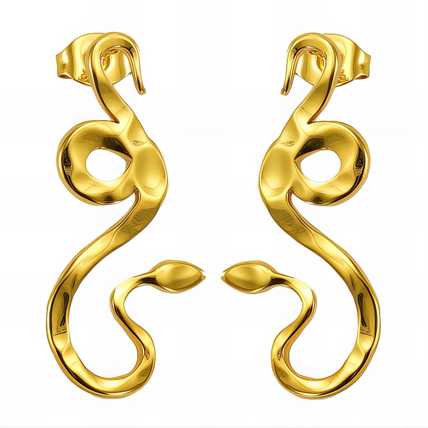 18K gold plated Stainless steel Snakes earrings