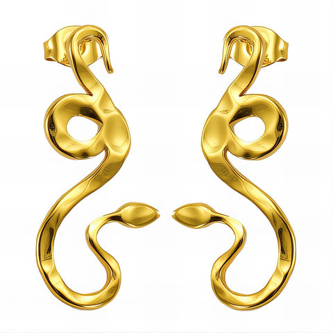 18K gold plated Stainless steel Snakes earrings