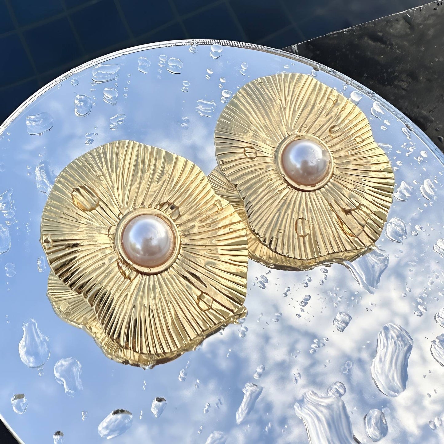 18K gold plated Stainless steel Flowers earrings
