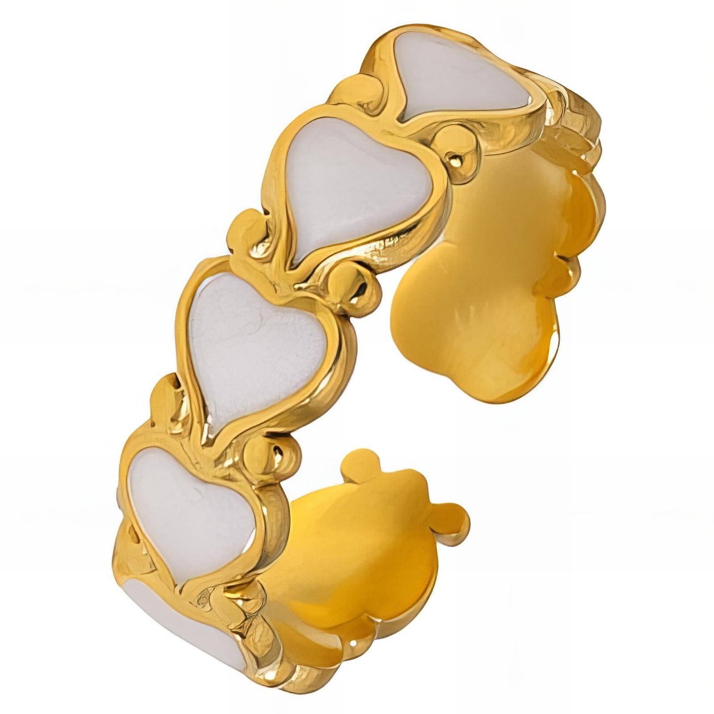 18K gold plated Stainless steel Hearts finger ring
