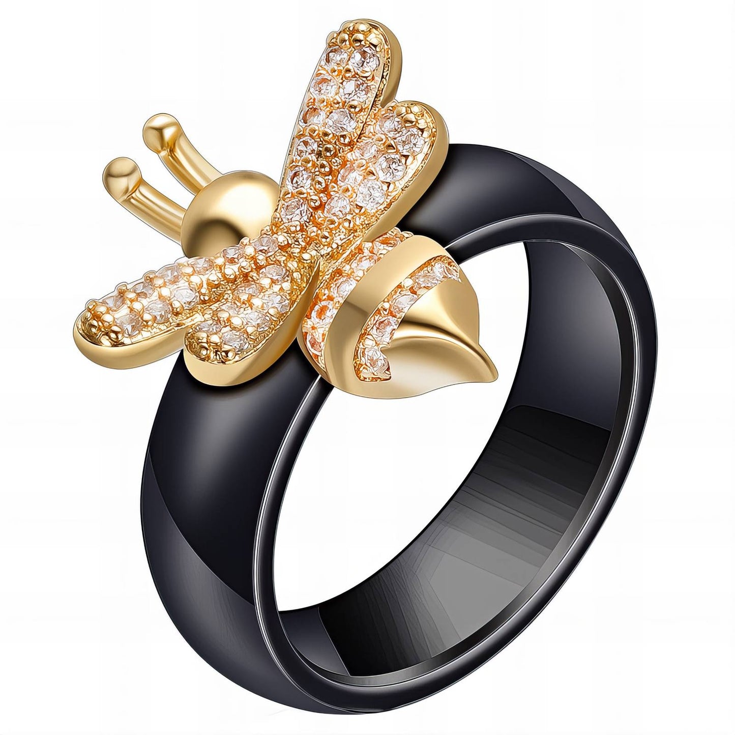 Ceramic / 18K gold plated steel finger ring