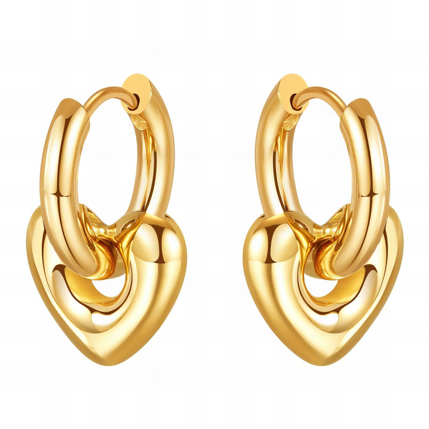 18K gold plated Stainless steel Hearts earrings