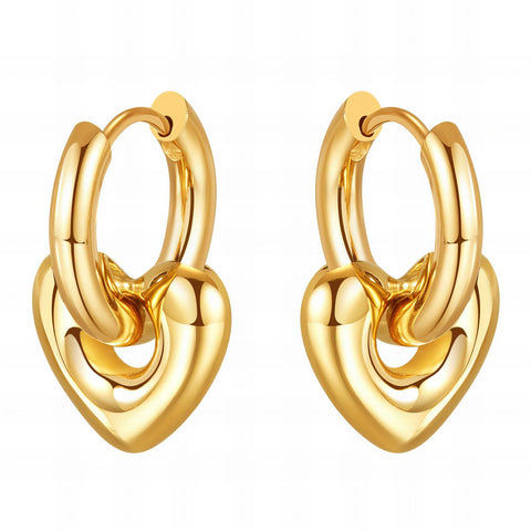 18K gold plated Stainless steel Hearts earrings