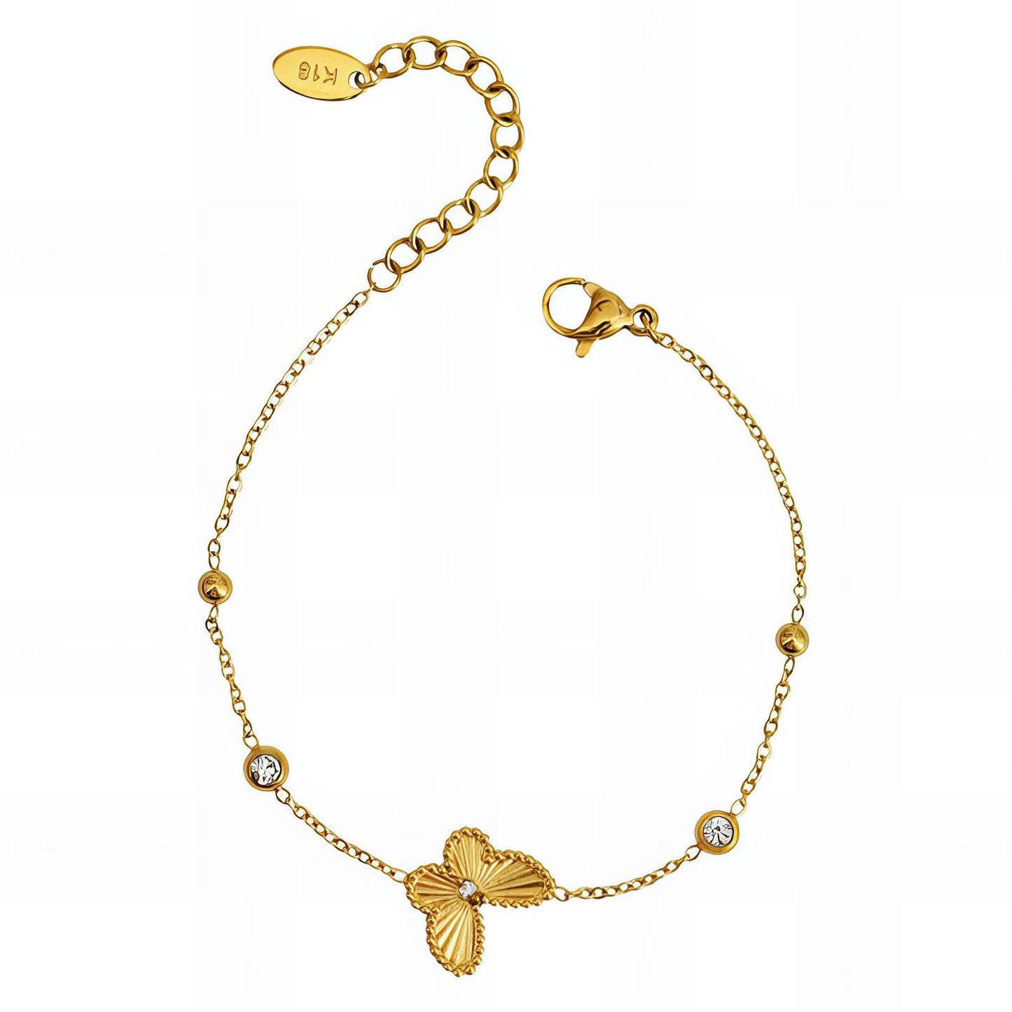 18K gold plated Stainless steel butterfly bracelet