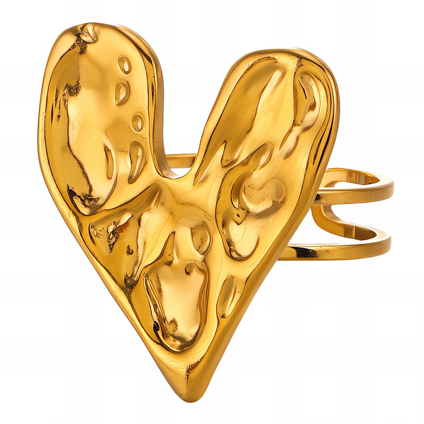 18K gold plated Stainless steel Heart finger ring