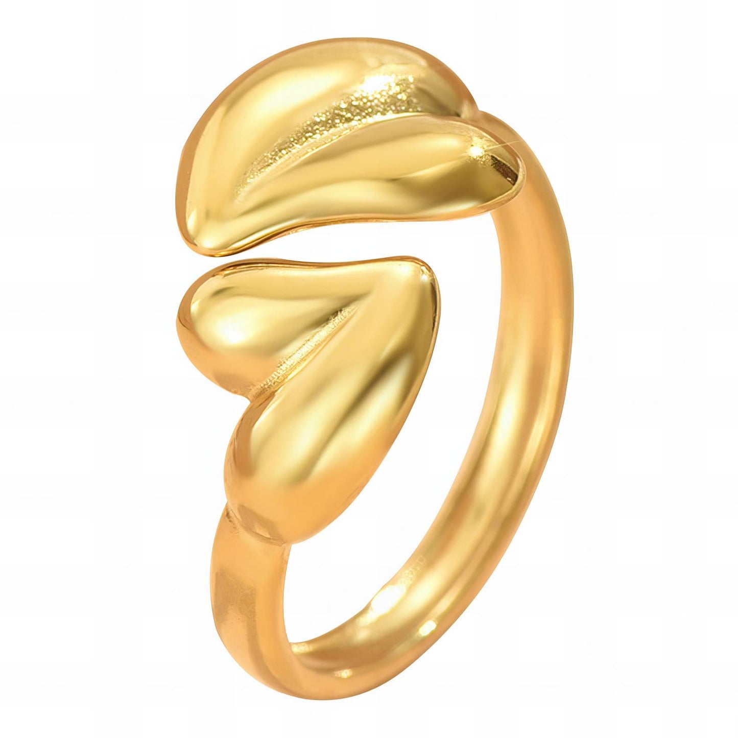 18K gold plated Stainless steel Hearts finger ring