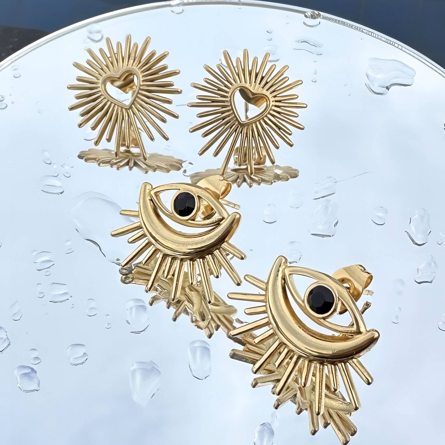 18K gold plated Stainless steel Hearts earrings