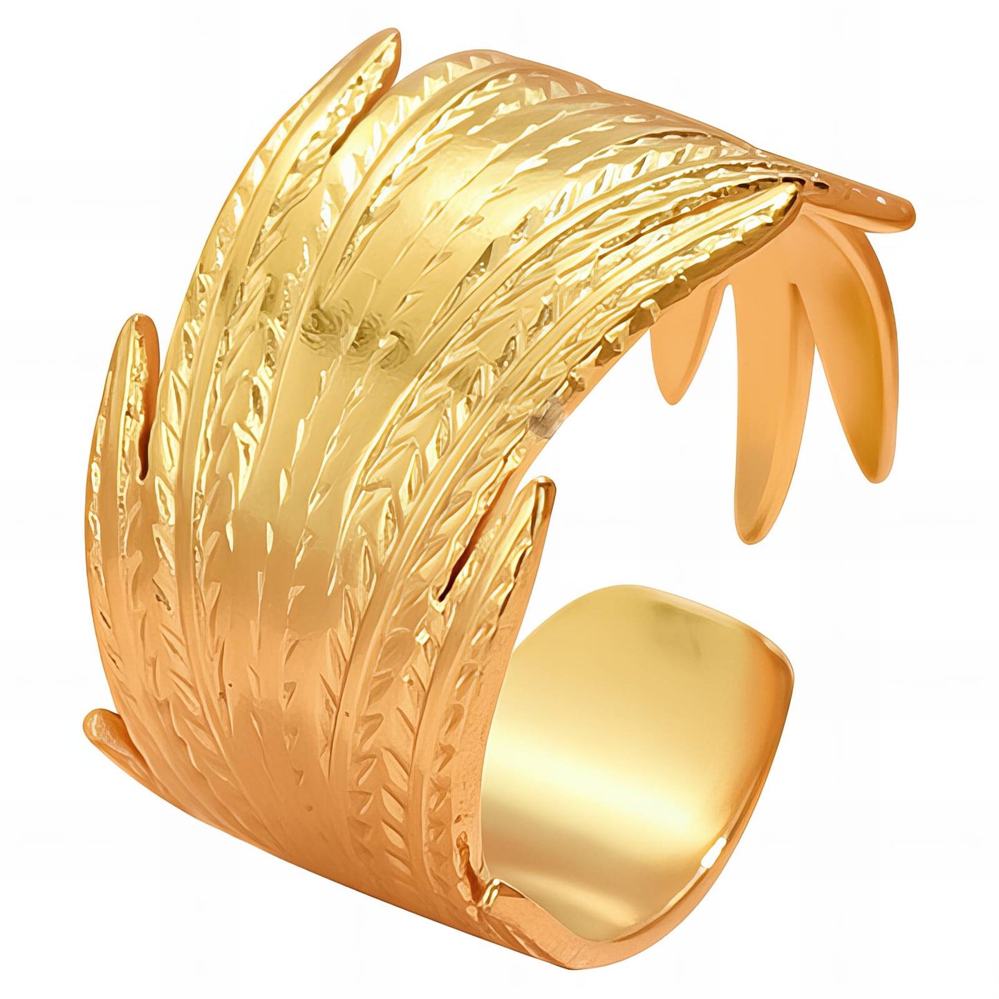 18K gold plated Stainless steel Leafs finger ring