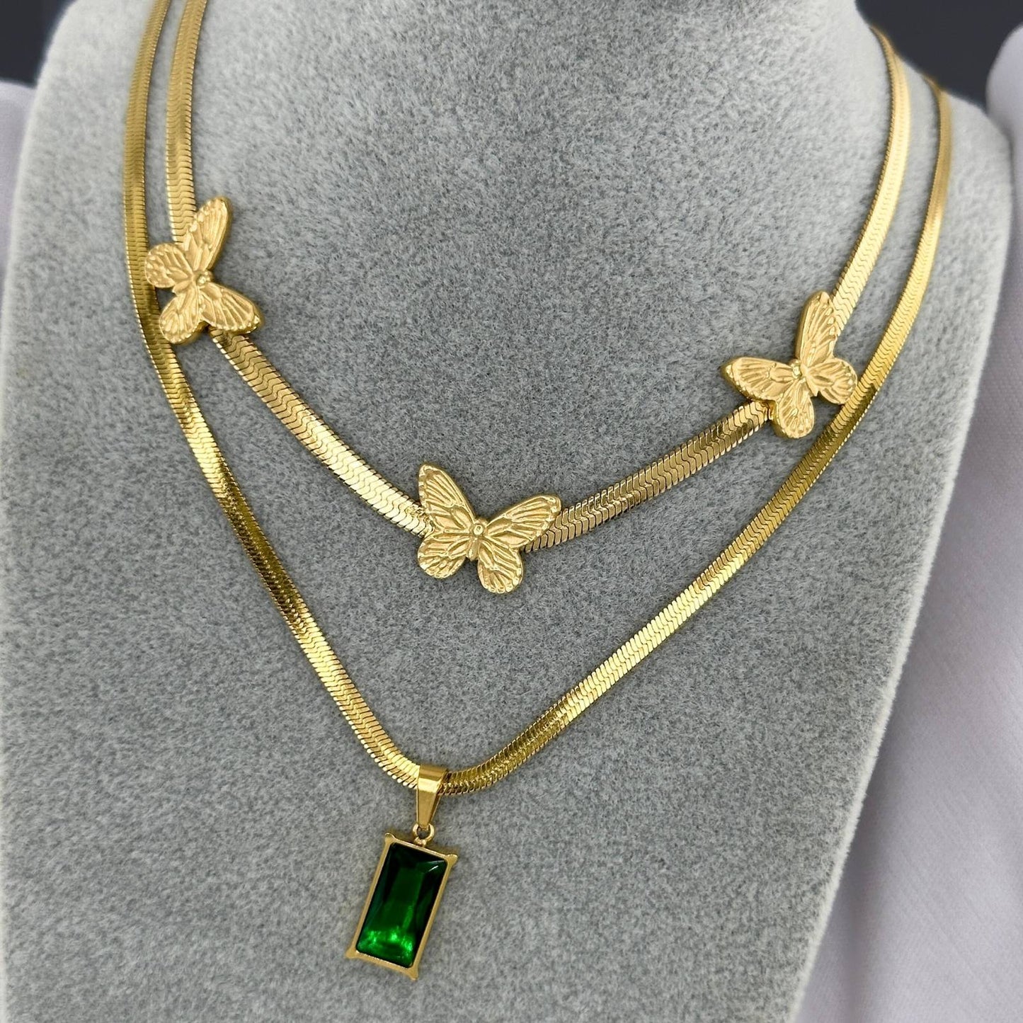 18K gold plated Stainless steel Butterflies necklace
