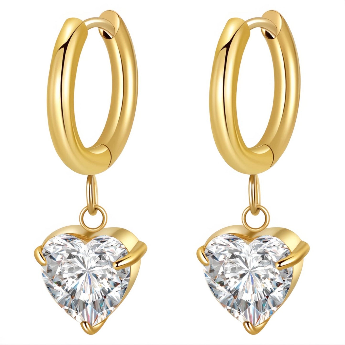 18K gold plated Stainless steel Hearts earrings