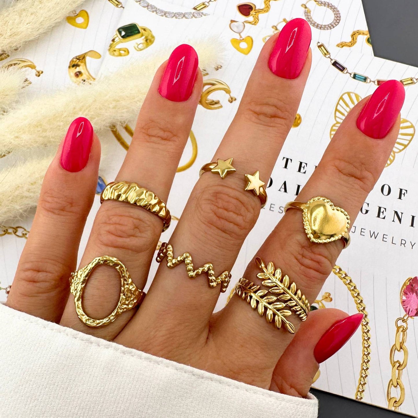 18K gold plated Stainless steel  Letter V finger ring