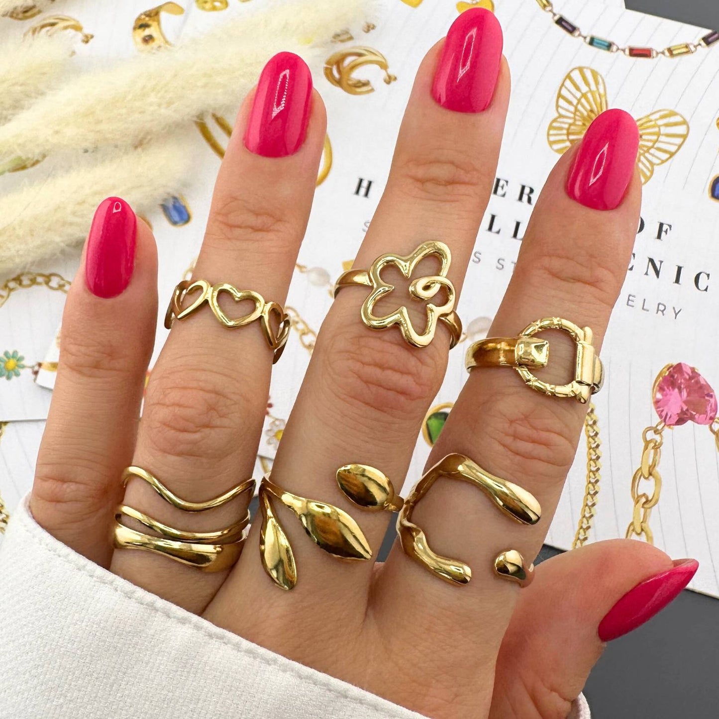 18K gold plated Stainless steel  Flower finger ring