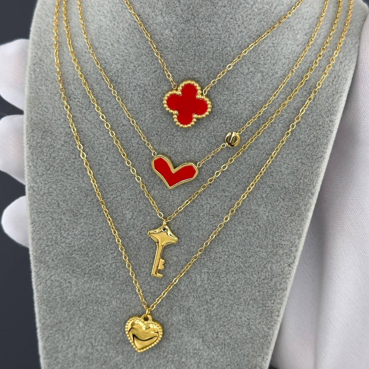 18K gold plated Stainless steel  Heart and Key necklace