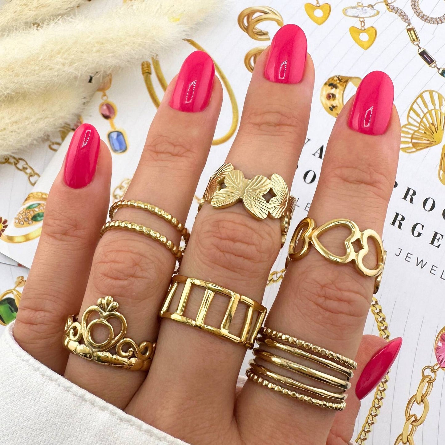 18K gold plated Stainless steel  Hearts finger ring
