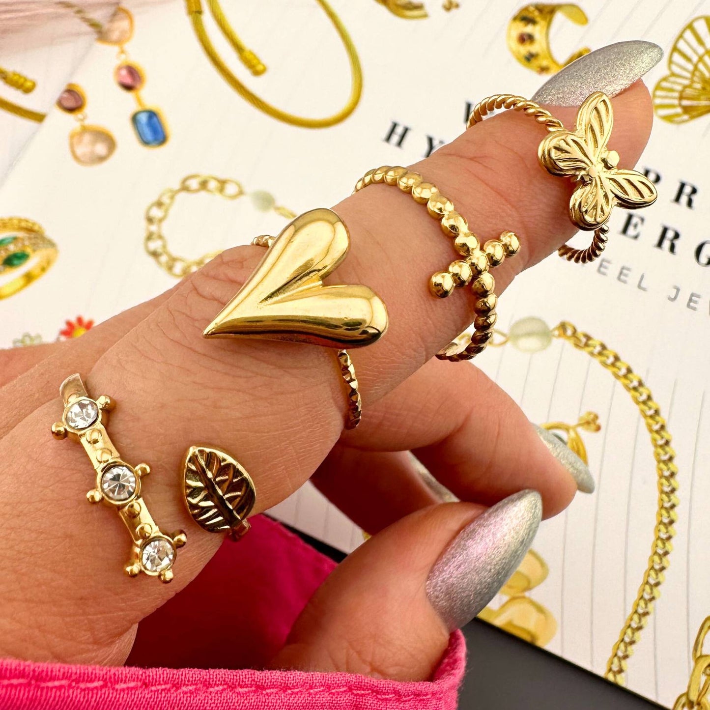18K gold plated Stainless steel  Butterfly finger ring