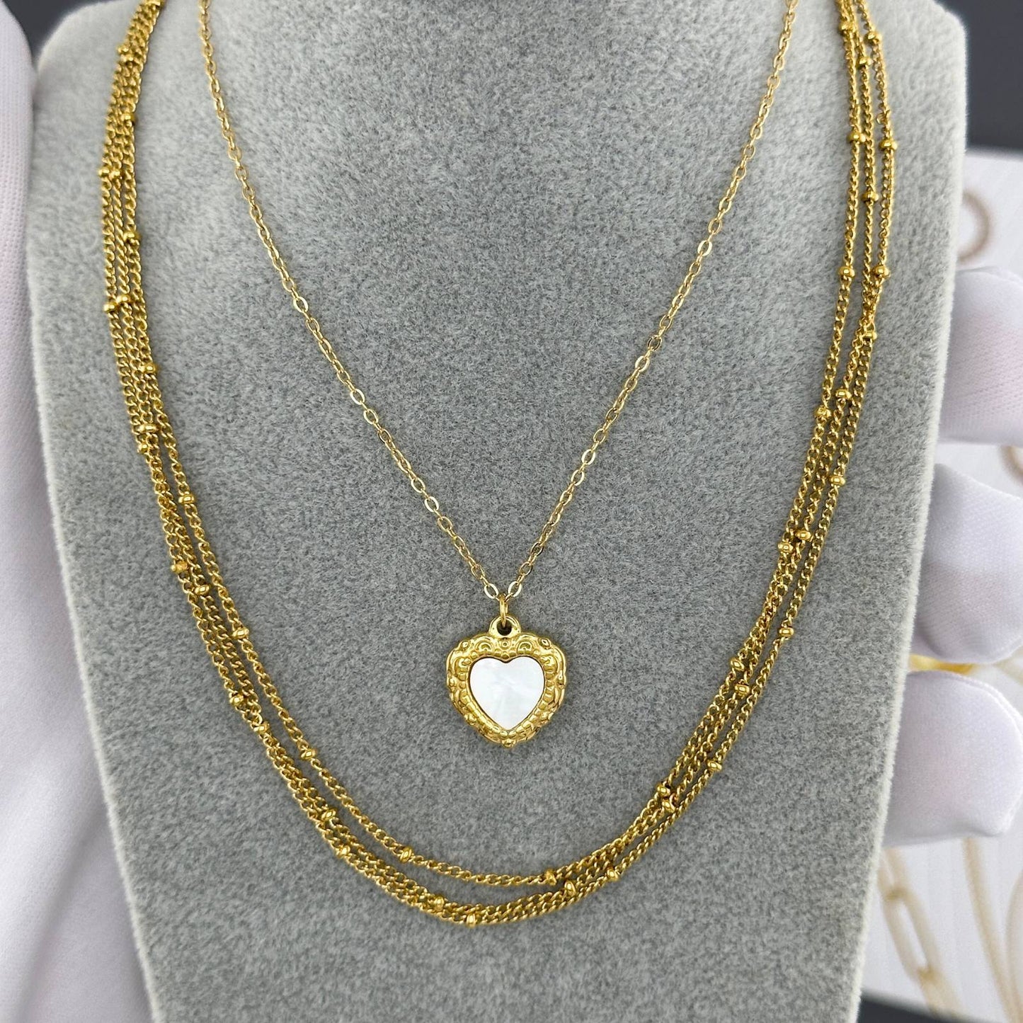 18K gold plated Stainless steel  Hearts necklace