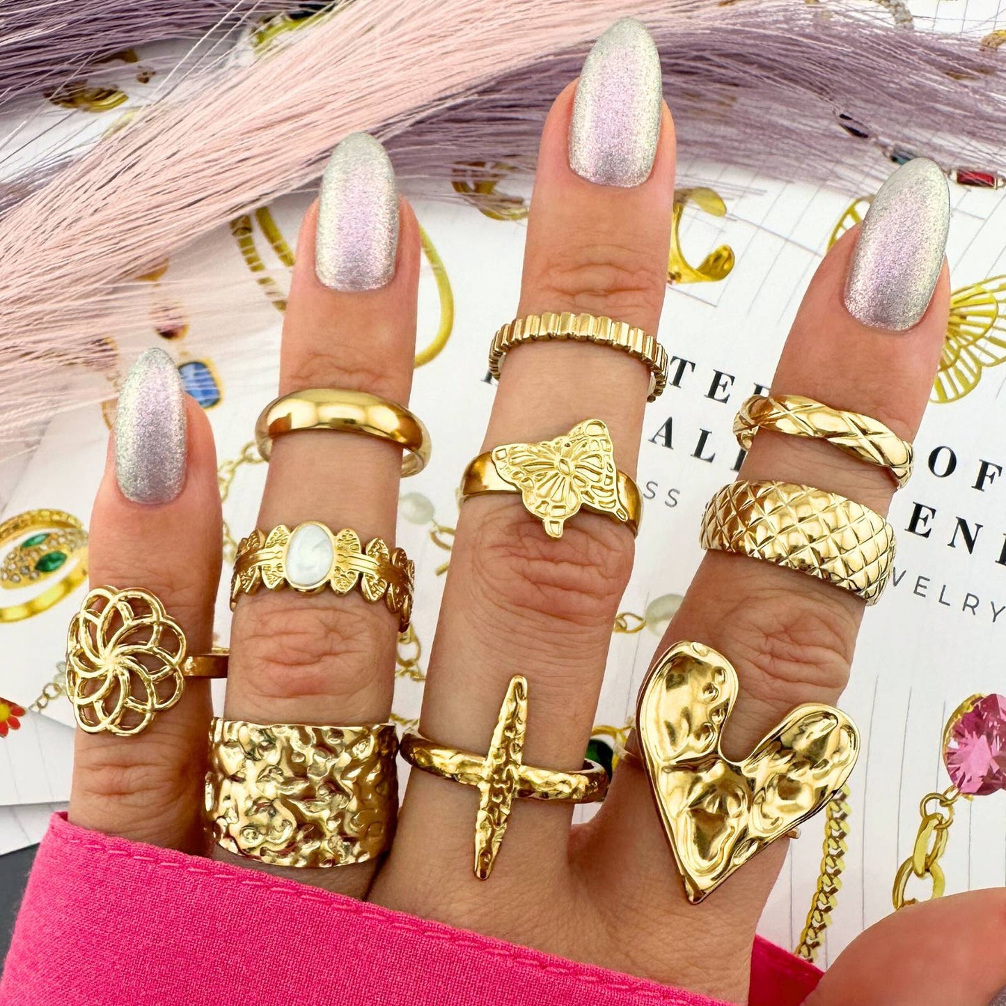 18K gold plated Stainless steel  Crosses finger ring