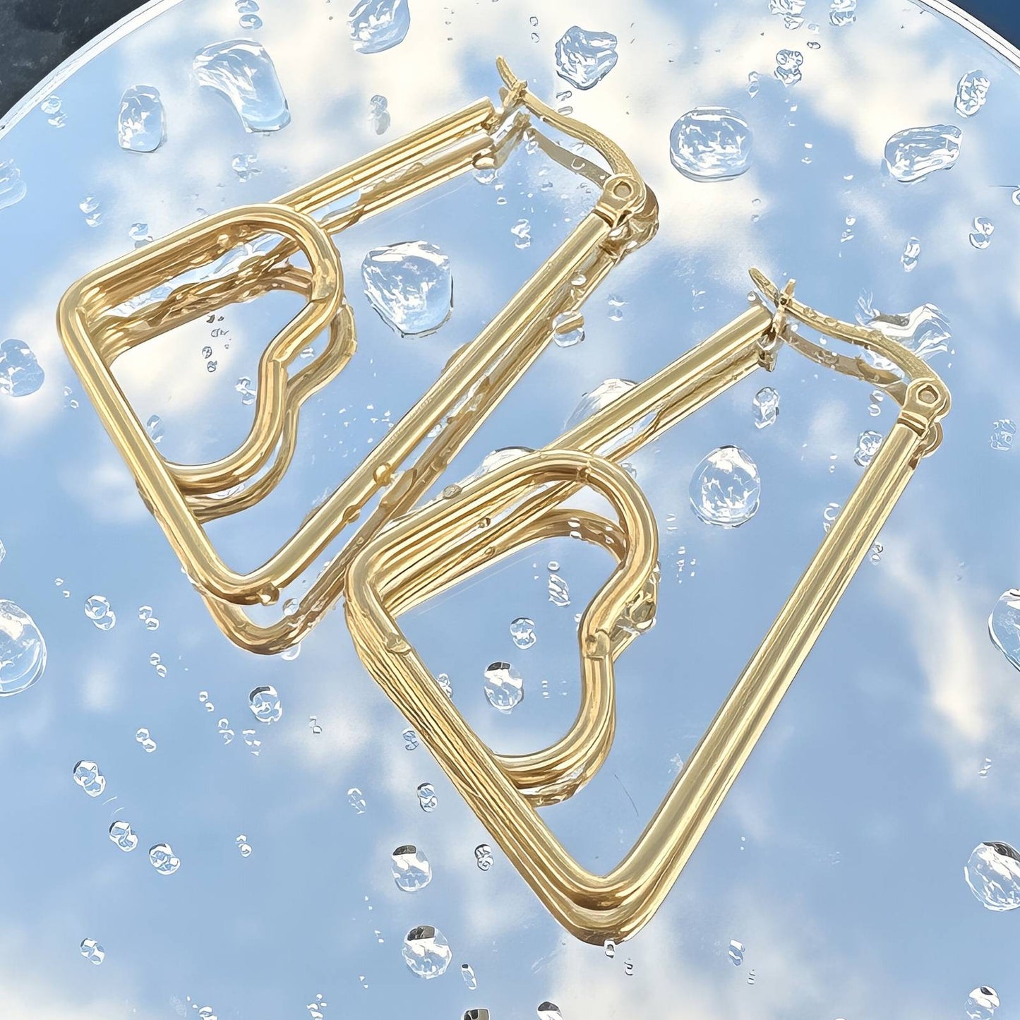 18K gold plated Stainless steel  Hearts earrings