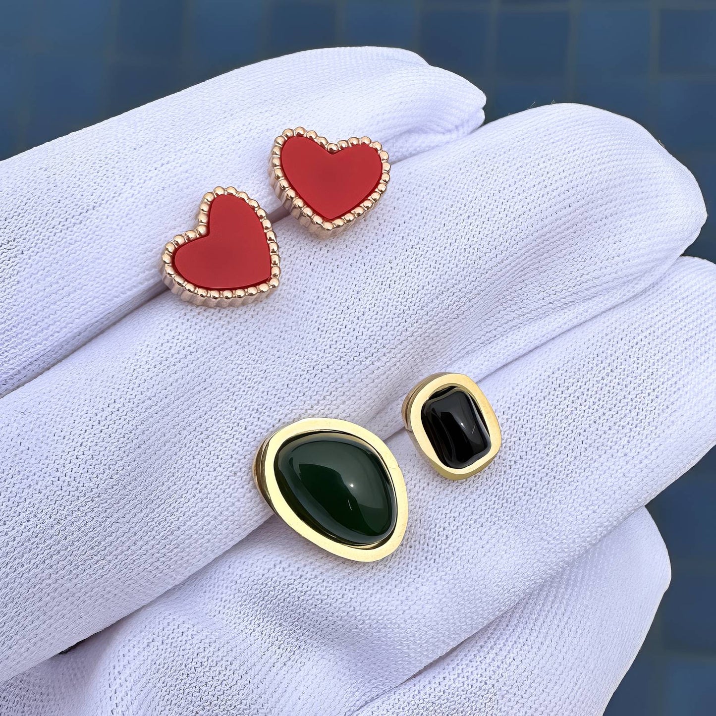 18K gold plated Stainless steel  Hearts earrings