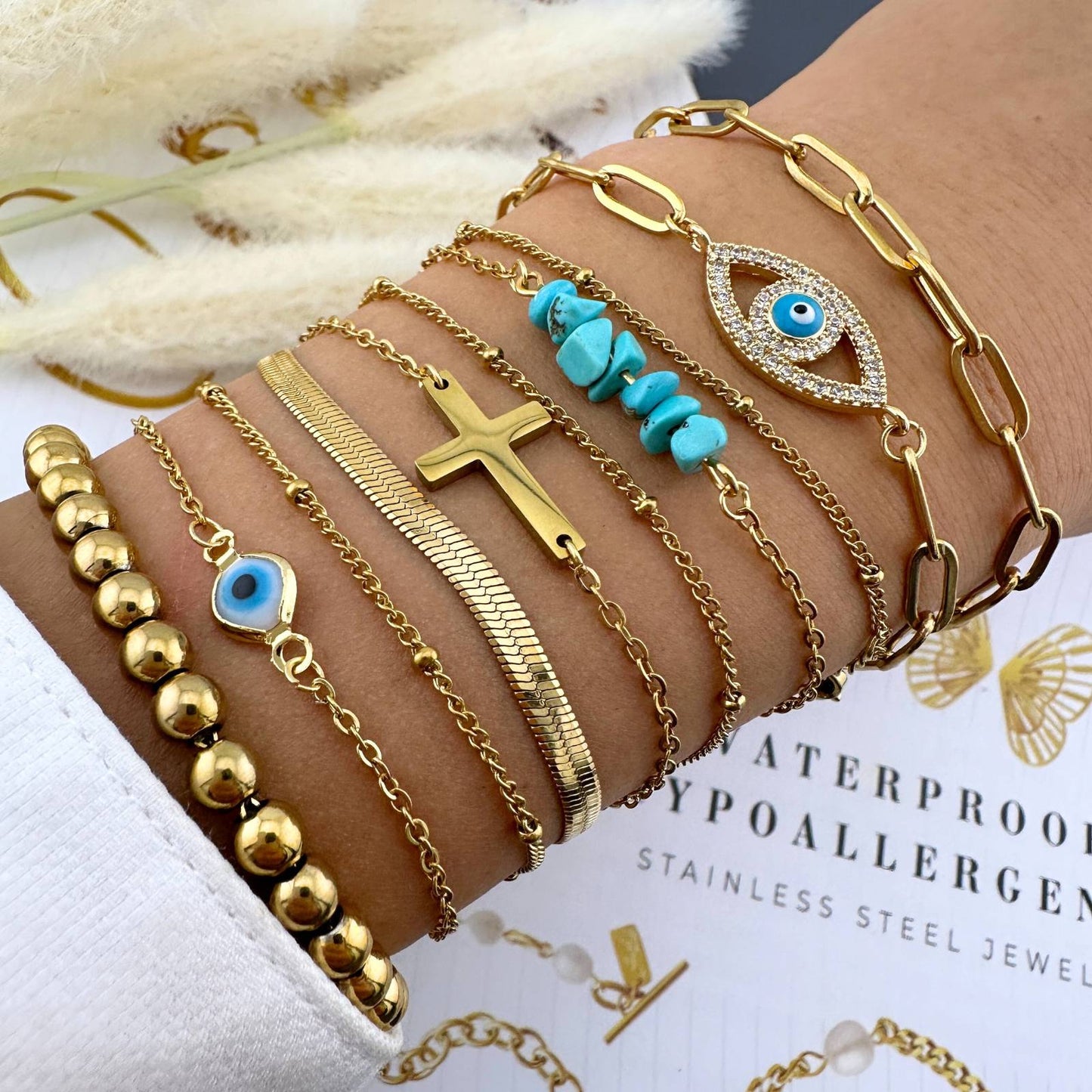 18K gold plated Stainless steel  Evil Eye bracelet