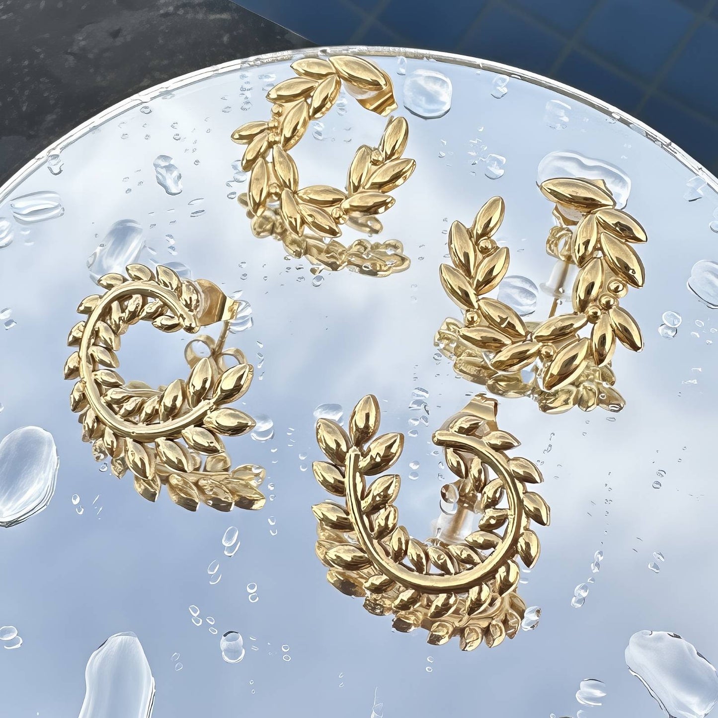 18K gold plated Stainless steel  Leafs earrings
