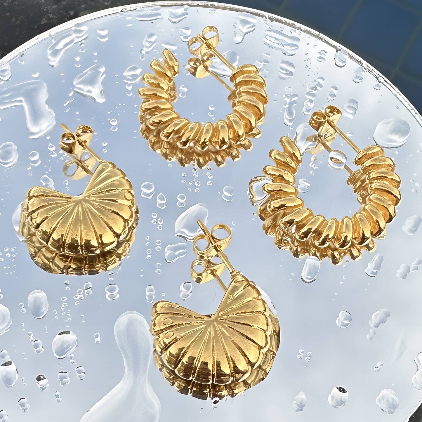 18K gold plated Stainless steel  Spiral earrings