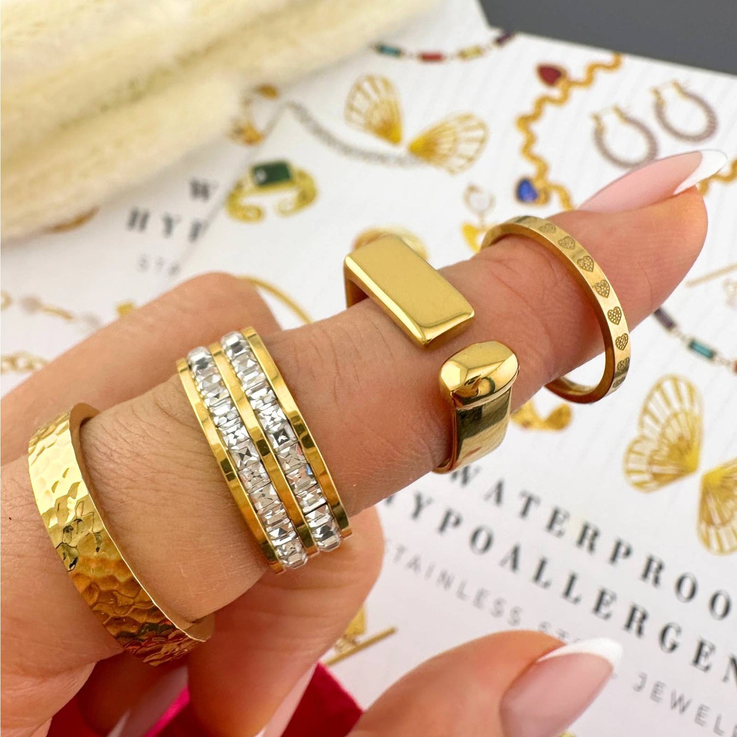 18K gold plated Stainless steel  Hearts finger ring