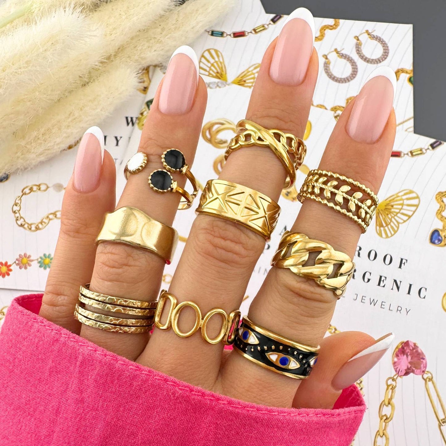 18K gold plated Stainless steel  Evil Eye finger ring