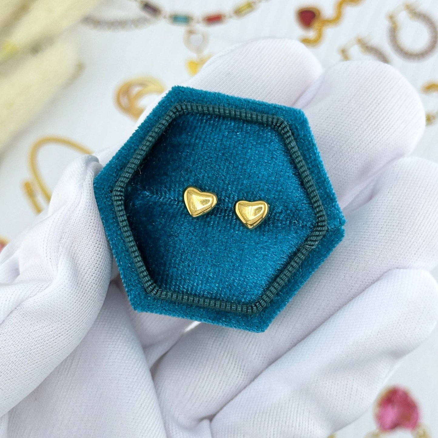 18K gold plated Stainless steel  Hearts earrings