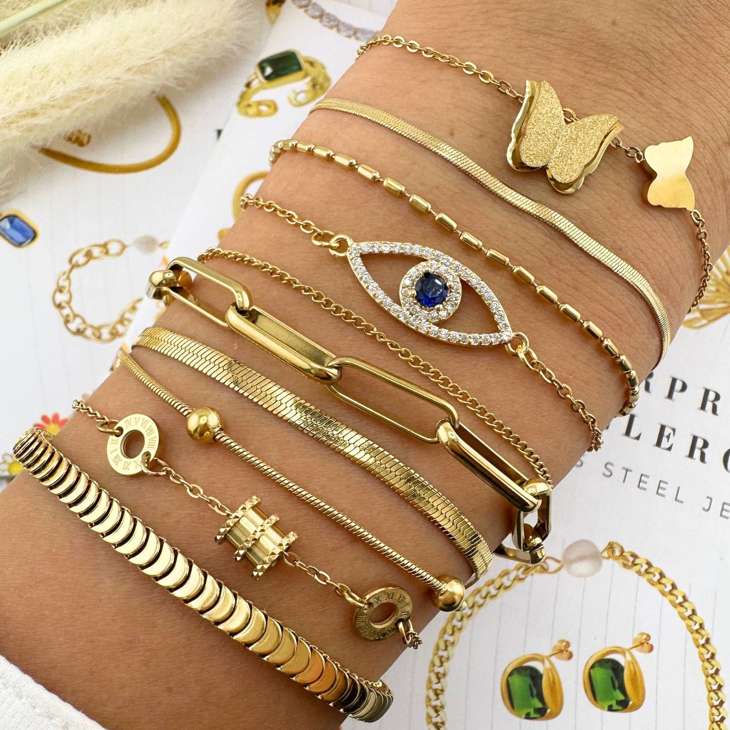 18K gold plated Stainless steel  Butterflies bracelet