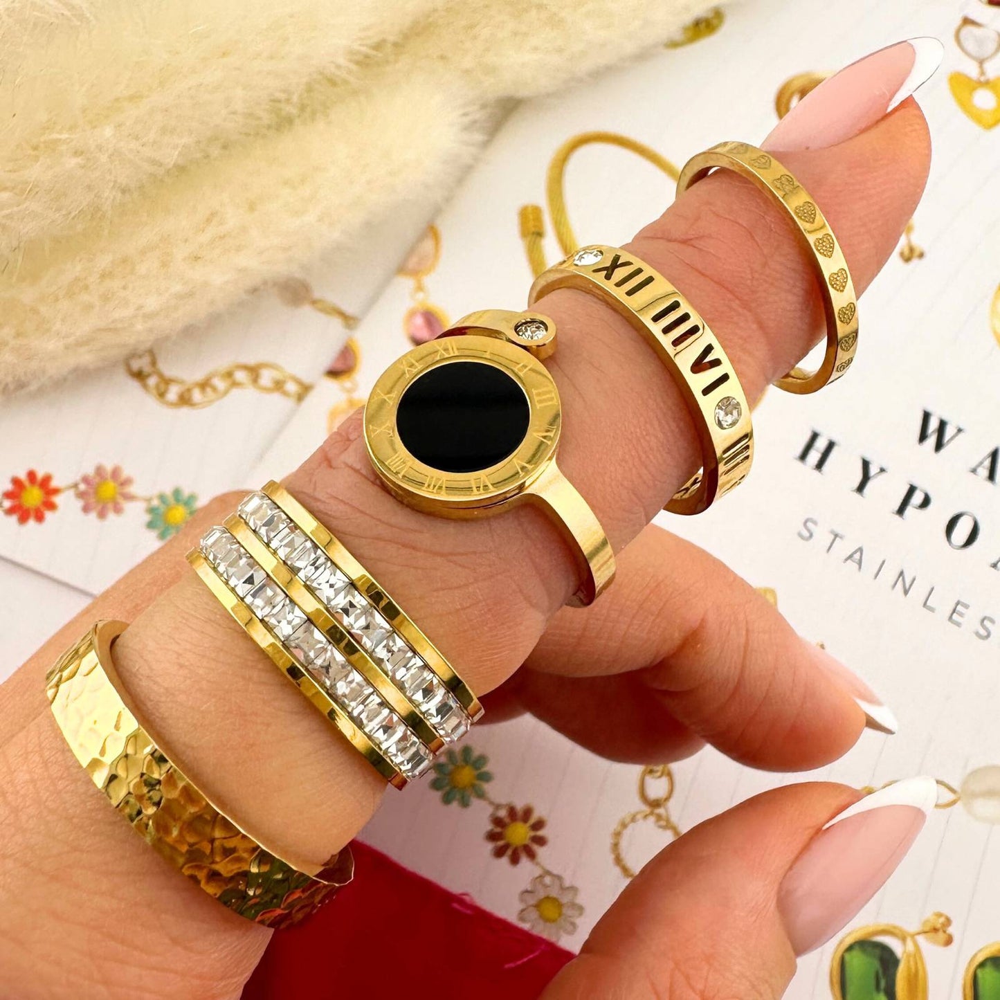 18K gold plated Stainless steel  Hearts finger ring