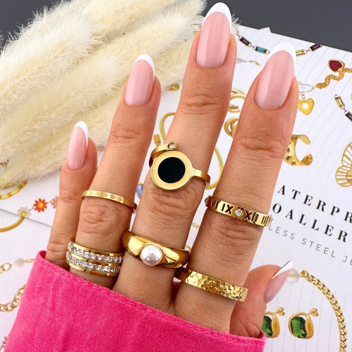 18K gold plated Stainless steel  Hearts finger ring