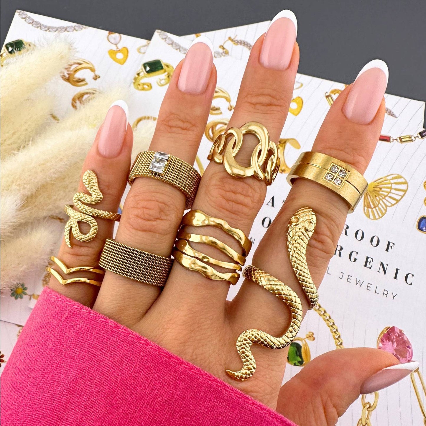 18K gold plated Stainless steel  Snake finger ring
