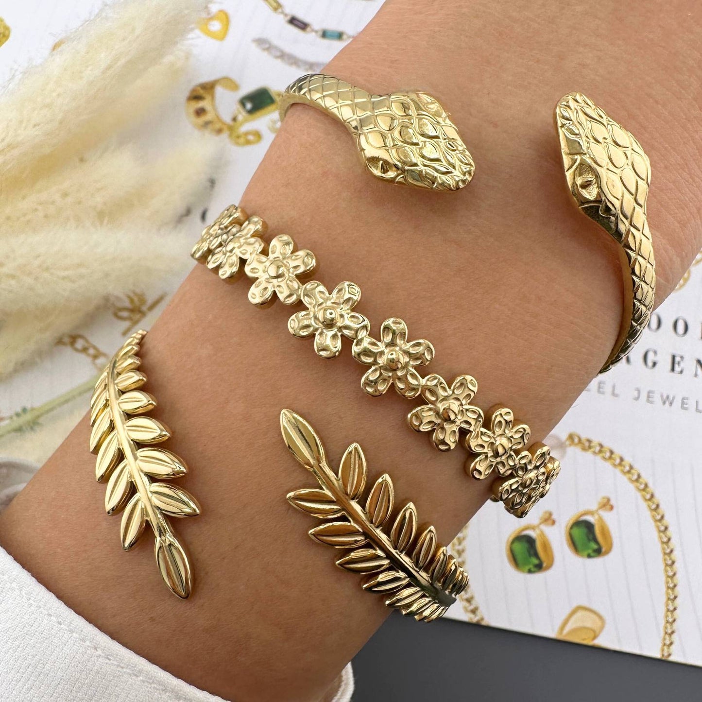 18K gold plated Stainless steel  Snakes bracelet