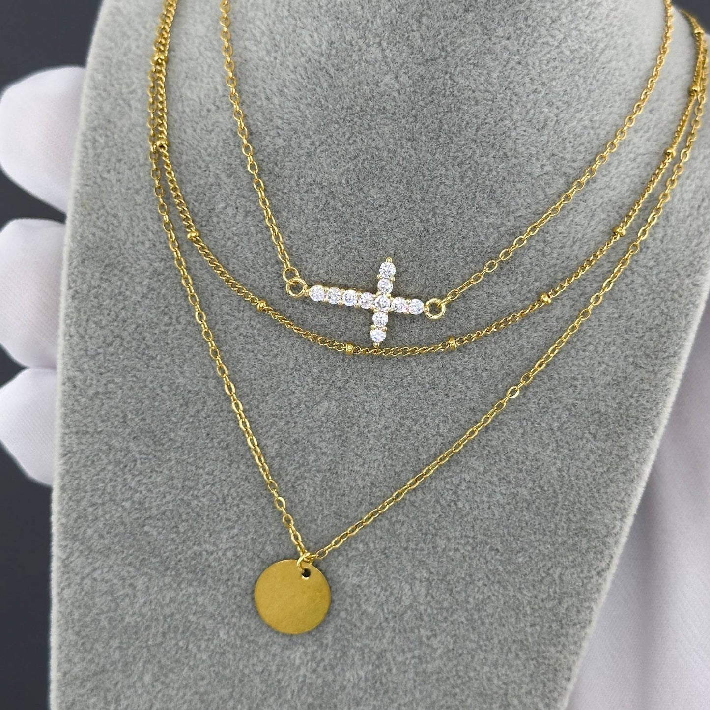 18K gold plated Stainless steel  Crosses necklace