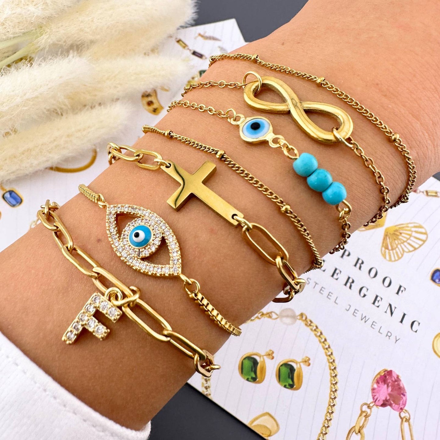 18K gold plated Stainless steel  Crosses bracelet