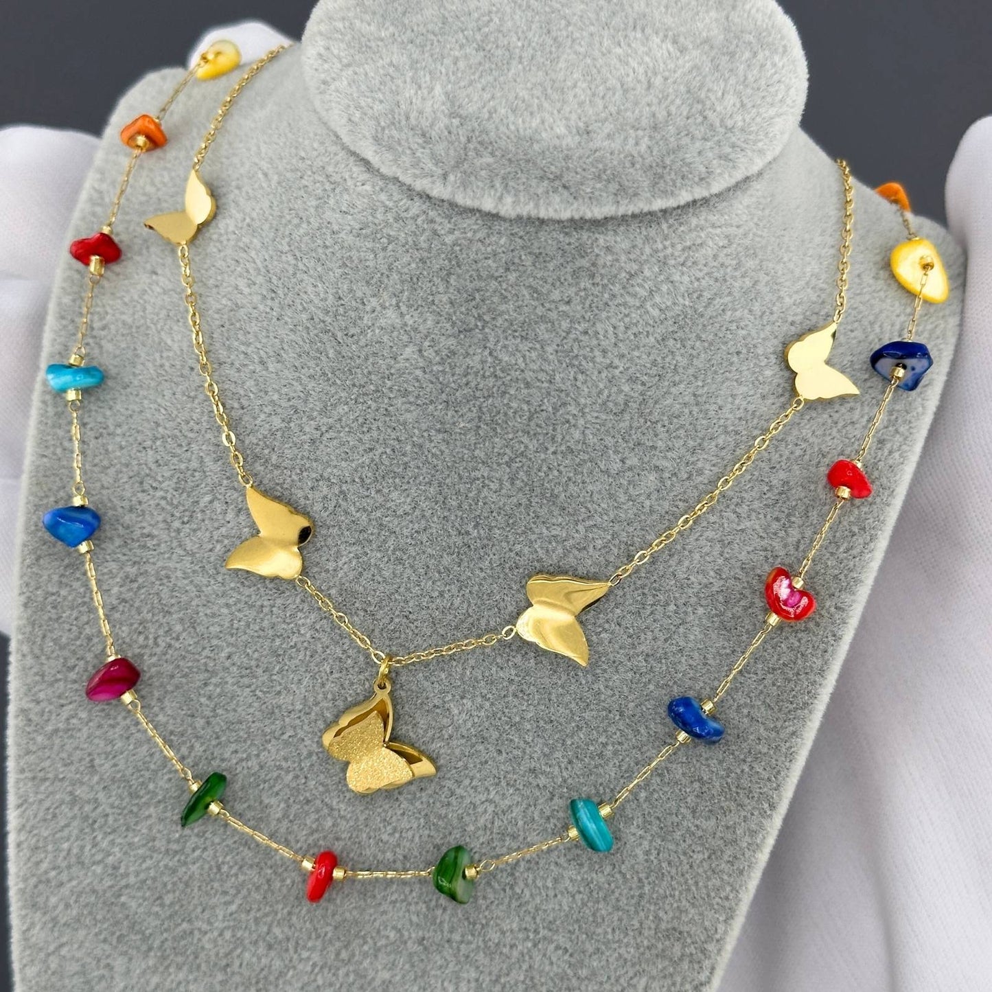 18K gold plated Stainless steel  Butterflies necklace