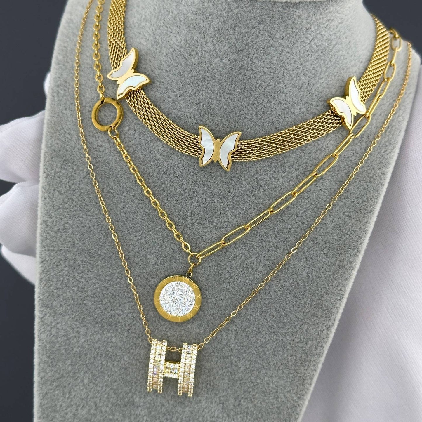 18K gold plated Stainless steel  Butterflies necklace