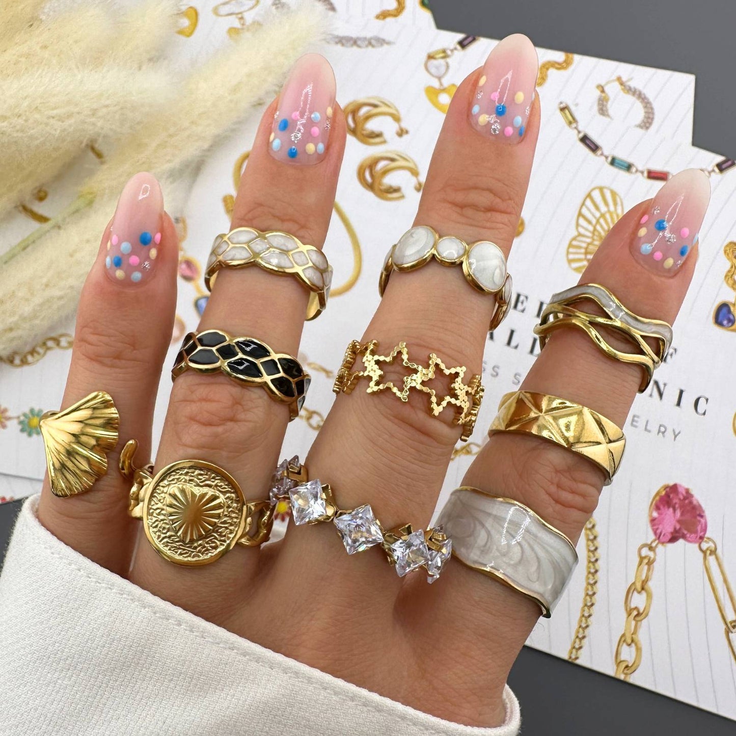 18K gold plated Stainless steel  Stars finger ring