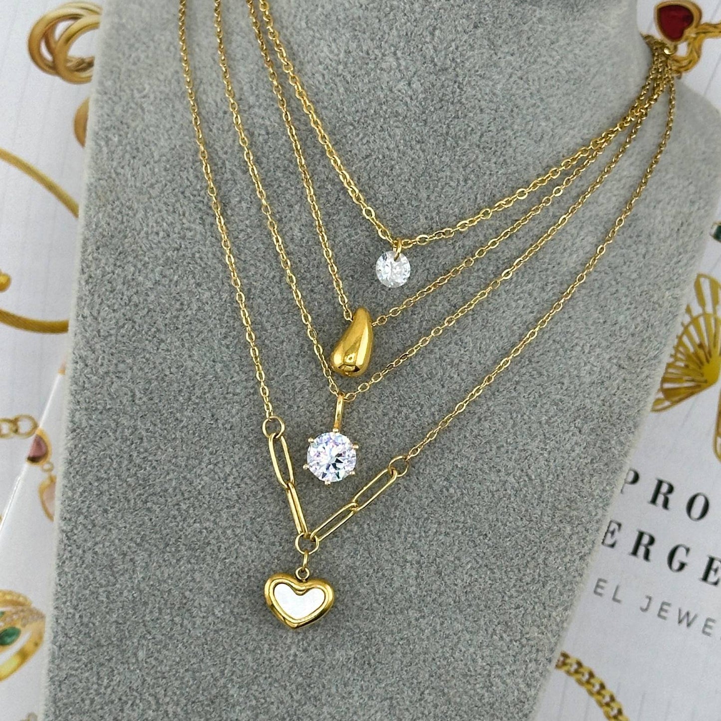 18K gold plated Stainless steel  Hearts necklace