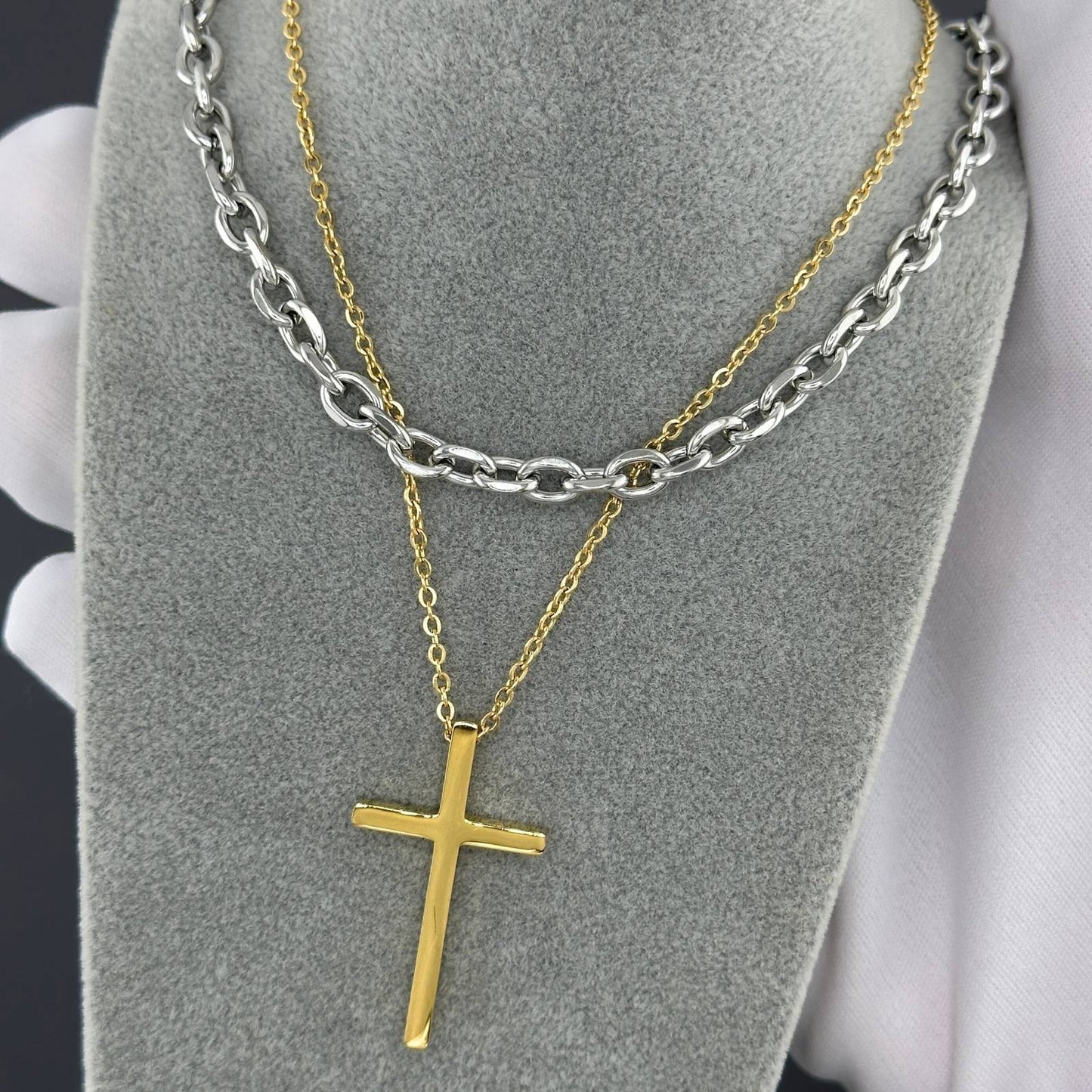 18K gold plated Stainless steel  Crosses necklace