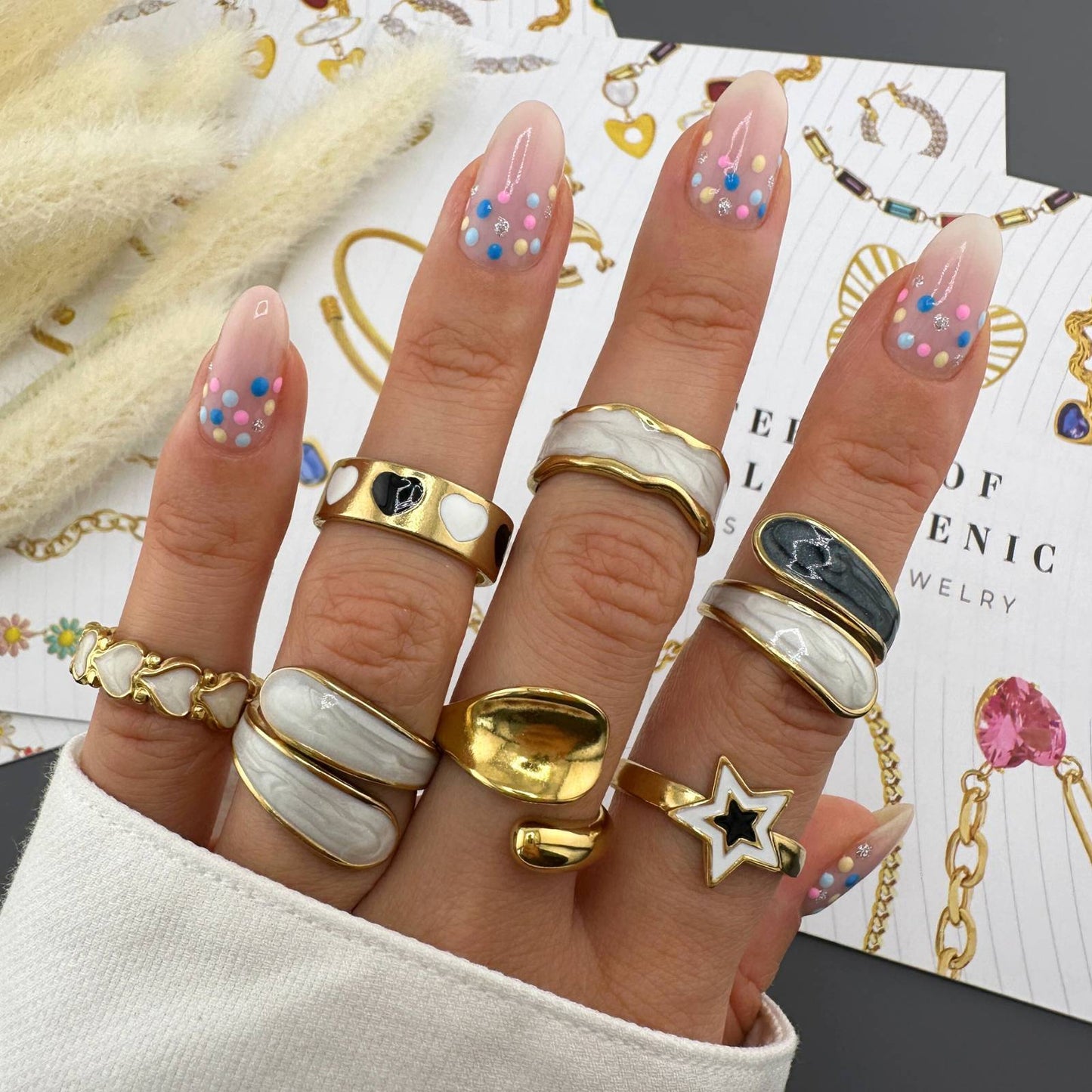18K gold plated Stainless steel  Stars finger ring