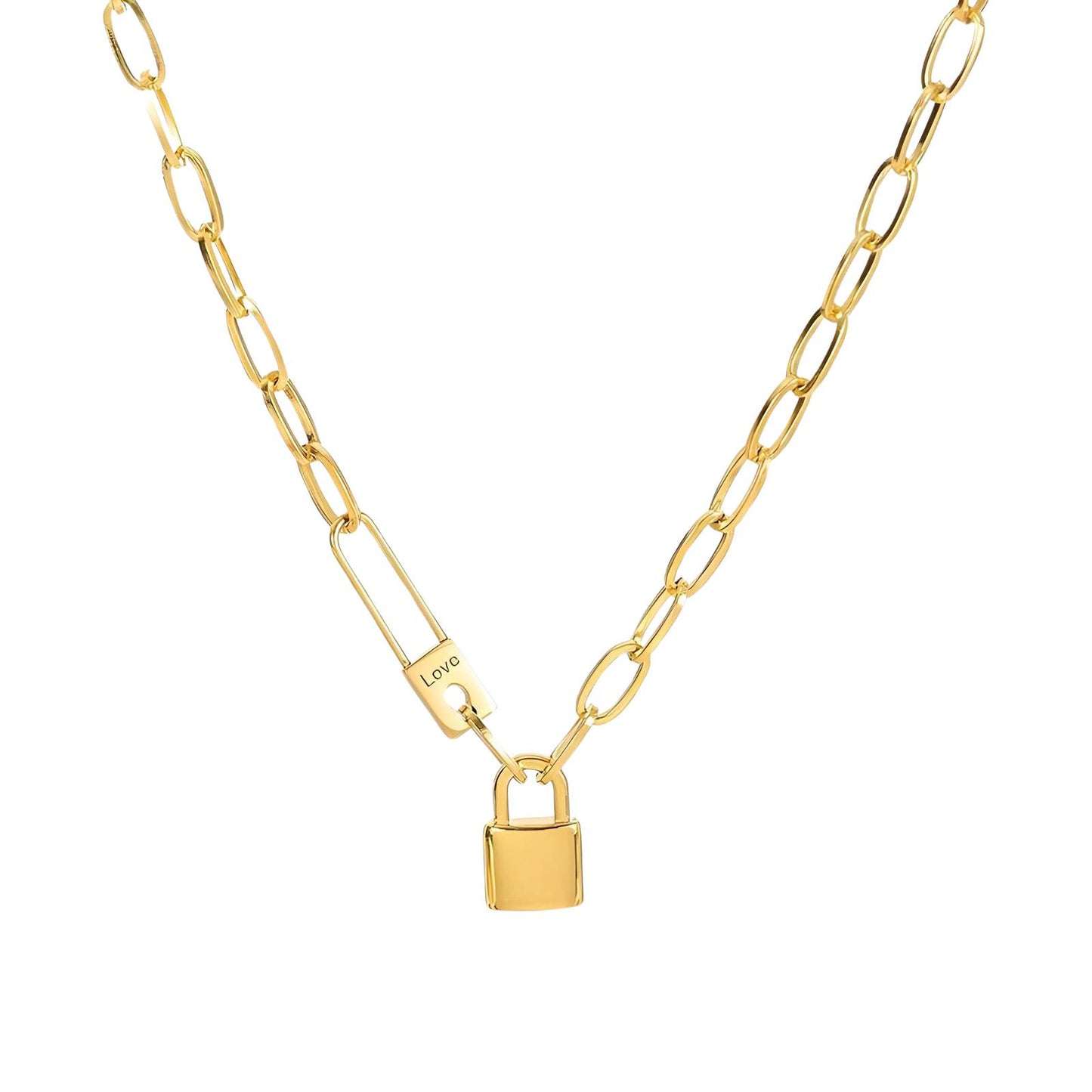 18K gold plated Stainless steel  Lock necklace