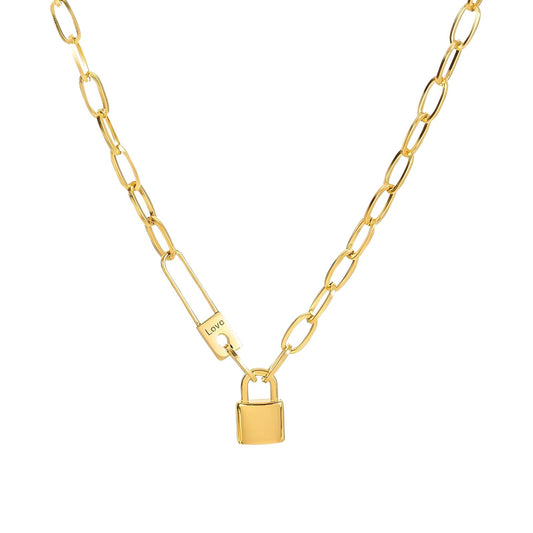 18K gold plated Stainless steel  Lock necklace