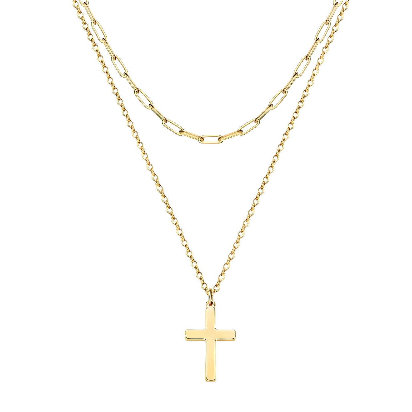 18K gold plated Stainless steel  Crosses necklace